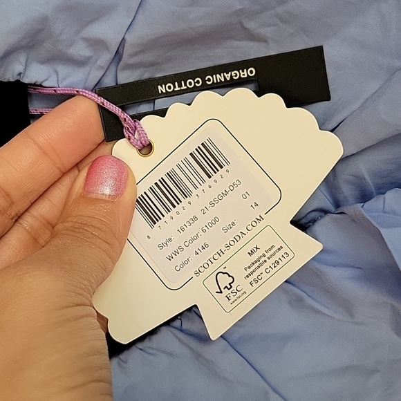 SCOTCH & SODA Size 14 Blue Organic Cotton Ruffle Wrap Top - Picture 5 of 7